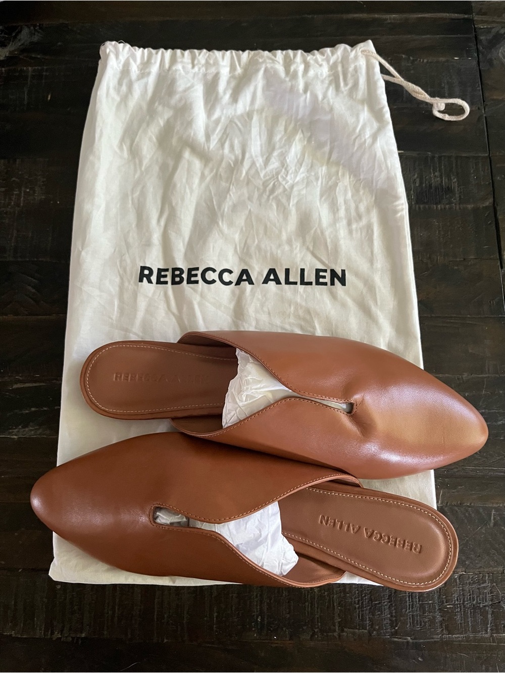 Rebecca Allen Nude III Mules 100% Leather New w/dustbag Size 9